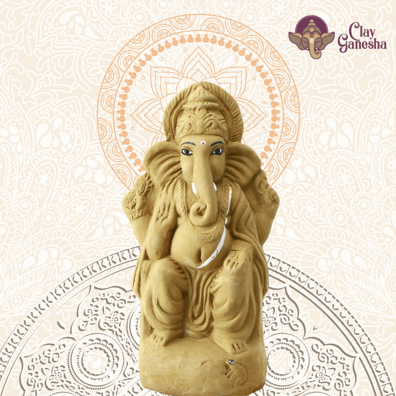 1 Feet Clay Ganpati Idol